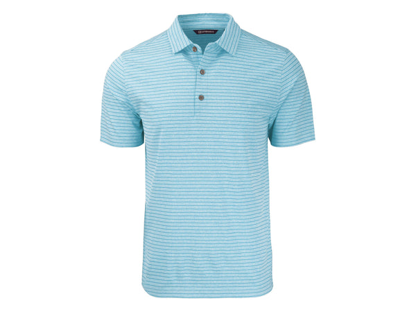 Cutter & Buck Forge Eco Heather Stripe Recycled Mens Polo: College Purple Heather