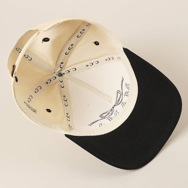 MAMA Ribbon Embroidered Two-Tone Trucker Hat: Black