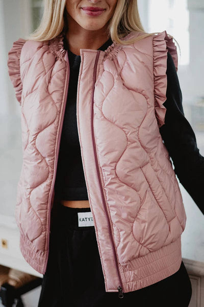 Blush Lightweight Metallic Puffer Vest: