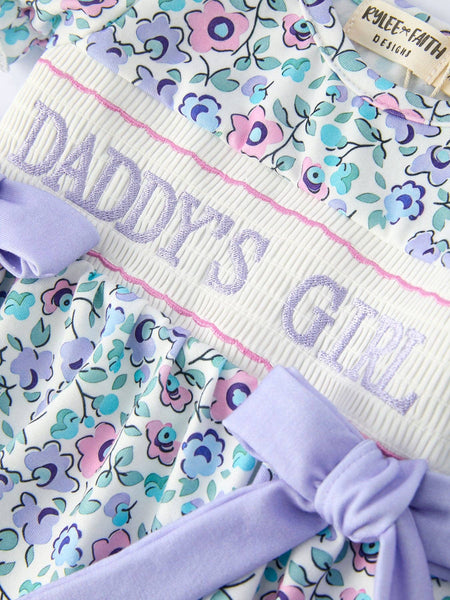 “DADDY'S GIRL” Smocked Baby Girls Romper: