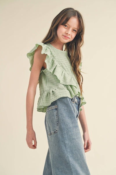 GIRLS ASYMMETRICAL SLEEVELESS TOP