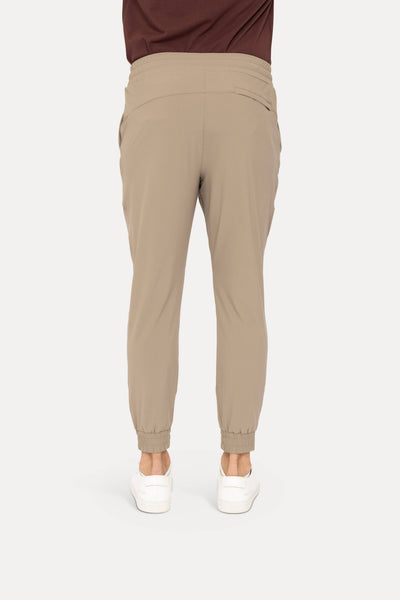 High-Waisted Zip-Up Ankle Joggers: BLACK OLIVE
