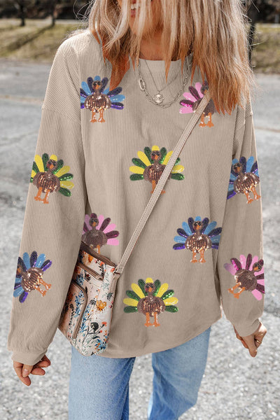 LDC Turkey Graphic Corded Baggy Sweatshirt: Smoke Gray