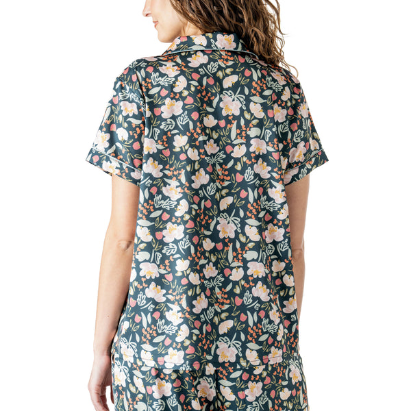 Hello Mello Bow So Lovely Satin Pajama Top Open Stock: Bow So Lovely