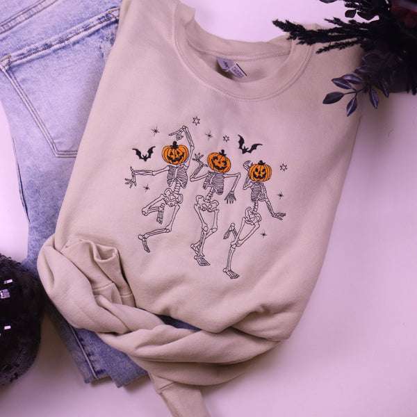 Dancing Skeleton Heads Halloween Sweatshirt: