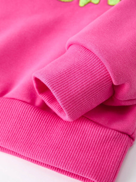 Christmas Party Outfit for Girls – Pink Letter Long Sleeve Top with Pants: