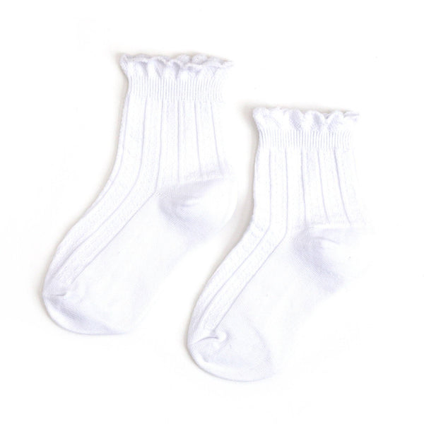 White Frill Midi Socks:
