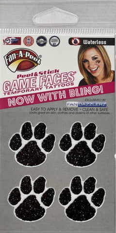 Game Faces® Temporary Tattoos Black Glitter Paw
