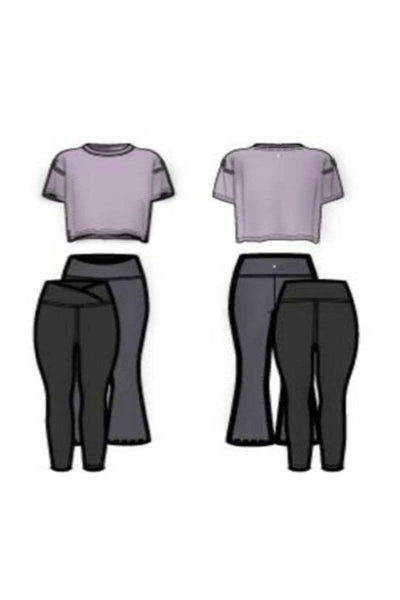 Girls Super Soft T Shirt, Leggings, Flare - 3 PCS SET: HTR.GREY/ROSE VIOLET/BLACK