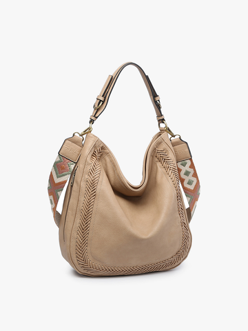 M2049 Aris Whipstitch Hobo/Crossbody w/ Guitar Strap: Tan