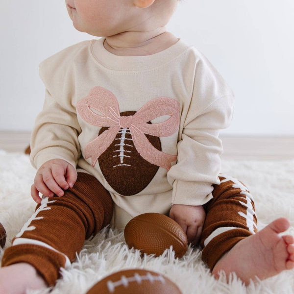 Coquette Football Patch Long Sleeve Romper
