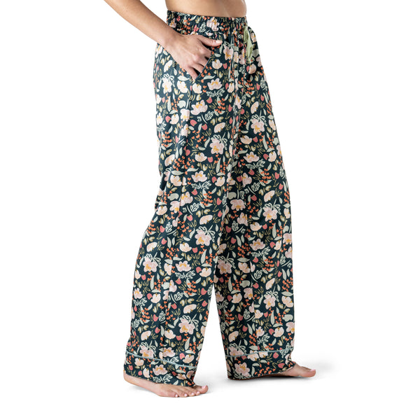 Hello Mello Bow So Lovely Satin Pajama Pant Open Stock: Bow So Lovely