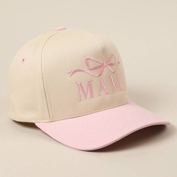 MAMA Ribbon Embroidered Two-Tone Trucker Hat: Black
