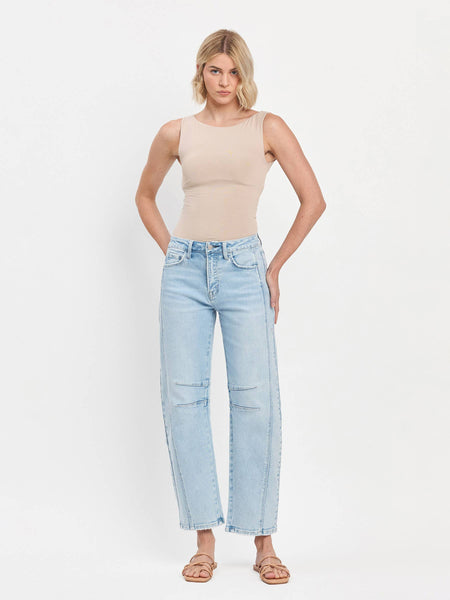 HIGH RISE LIGHT WASH BARREL LEG JEANS F5768LT: NORTHERN LIGHTS