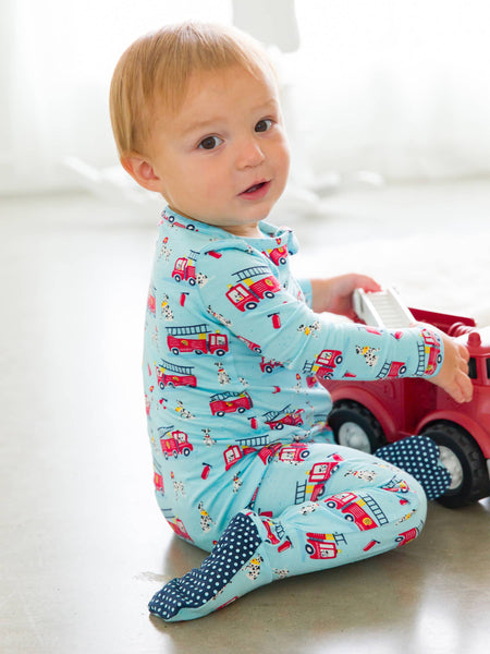 SoftSnooze™ Baby Boys Bamboo Viscose Paws To The Rescue Footed One Piece Pajama: Blue