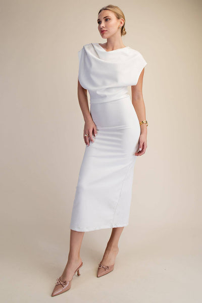 Long Draped Dress: Black