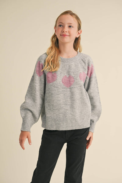 TWEEN KIDS GIRLS CREW NECK RAGLAN SWEATER