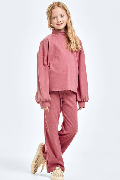Corduroy Brush Mock Neck Sweater: Masala Pink