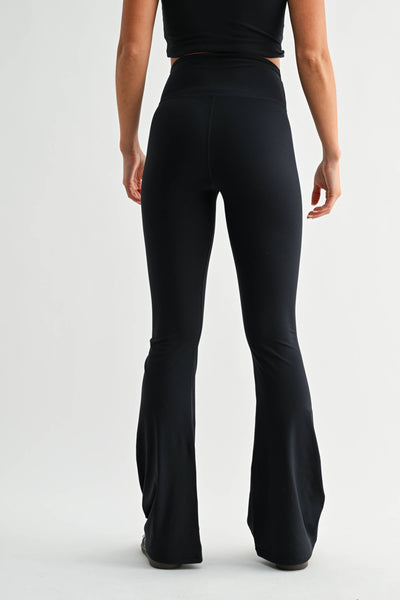 Venice Crossover Waist Yoga Pants: BLACK
