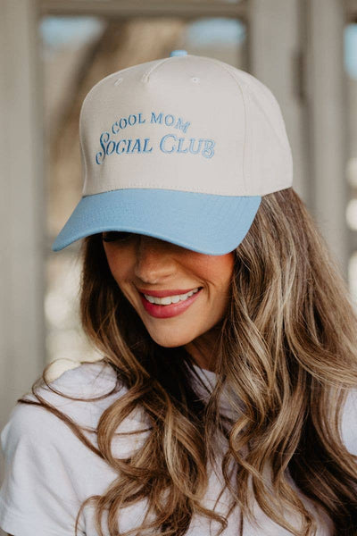 Cool Mom Social Club Retro Two-Toned Hat: Pink and Tan
