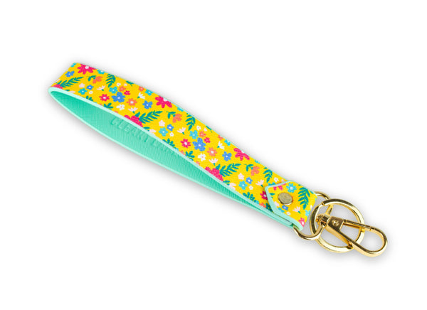 Keychain Wristlet Strap Blush Rainbow Flowers