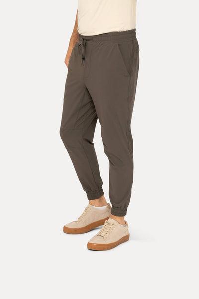 High-Waisted Zip-Up Ankle Joggers: BLACK OLIVE