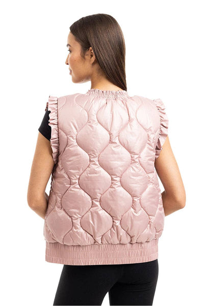 Blush Lightweight Metallic Puffer Vest: