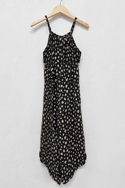 Asymmetrical Hem Animal Pattern Jumpsuit /Overall: Lavender