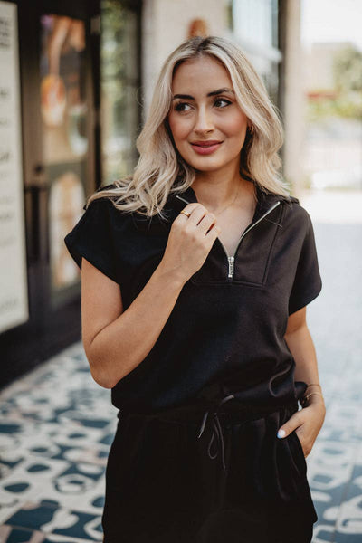 Black Half Zip Scuba Set: