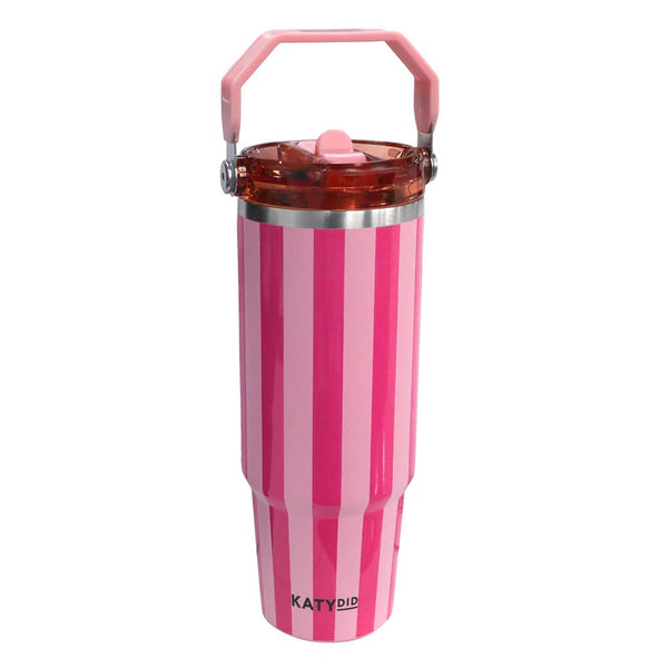 Pink and Hot Pink Striped 30 Oz Cabana Tumbler: Pink and Hot Pink Stripe