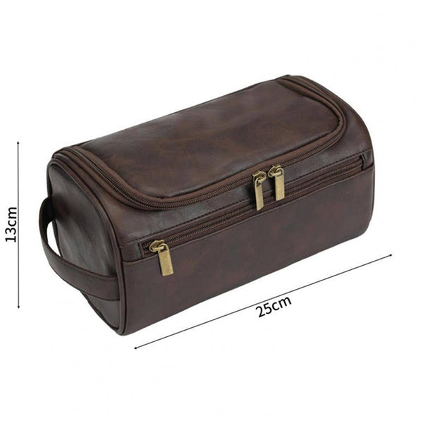 RETRO TRAVEL LEATHER COSMETIC COFFEE