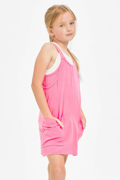 Relaxed Tank Dress with Built-In Romper Lining: Blue Aqua