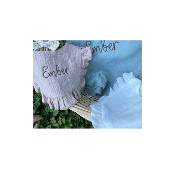 Muslin Ruffle Toddler Bib ($4 ea) Baby Gift, Shower Gift: White