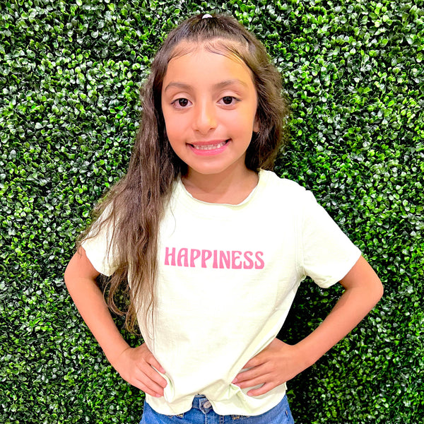 Happiness front back happy face tween  tee: