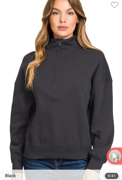 Fleece half zip sweatshirt