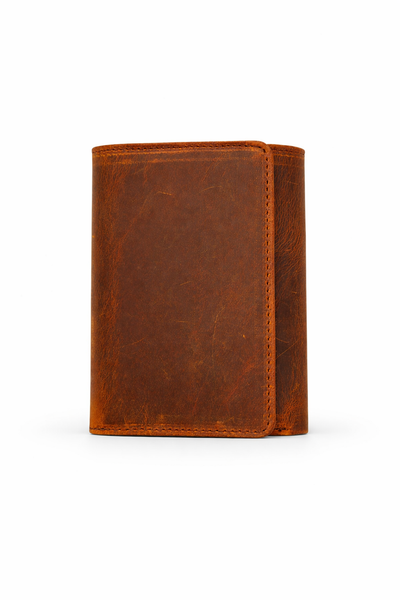 Leather Wallet for Men Handcrafted Distressed Trifold Wallet: Brown