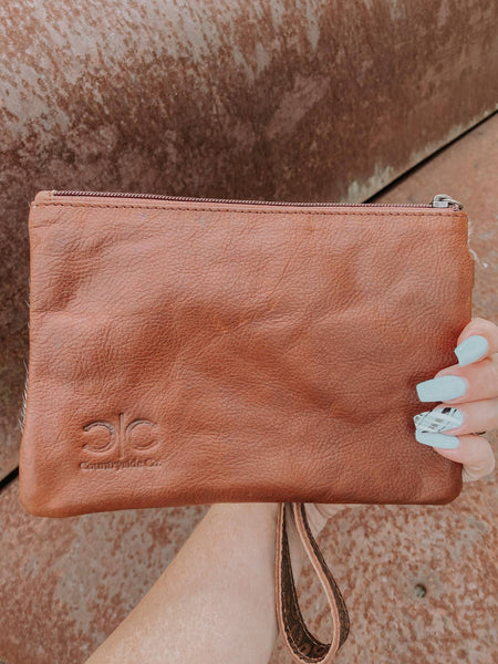 Embossed Leather Cowhide Wristlet  4 colors: Turquoise
