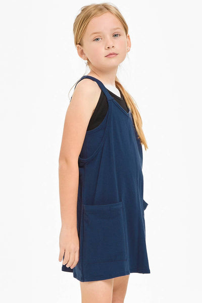 Relaxed Tank Dress with Built-In Romper Lining: Blue Aqua