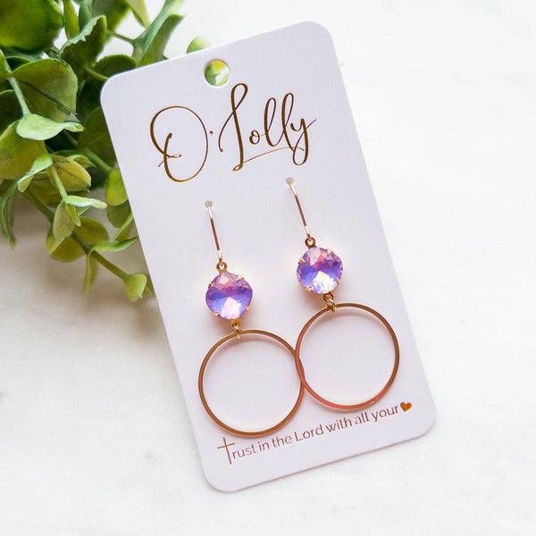Multicolored Bright Stones w/Lightweight Gold Plated Hoop “Candy”: Pink