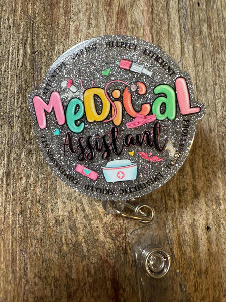 Badge Reel Medical Assistant Round Sparkle