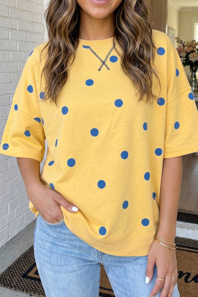 LAS Polka Dot Oversize Blouse Yellow