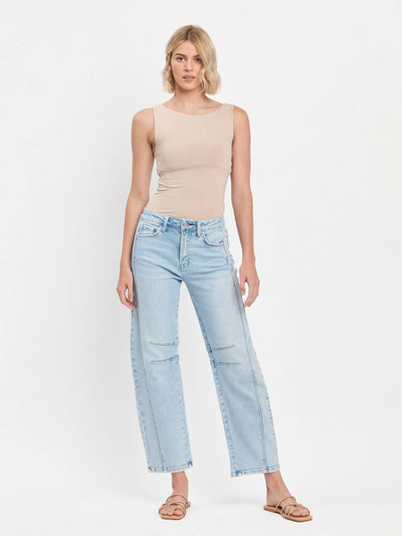HIGH RISE LIGHT WASH BARREL LEG JEANS F5768LT: NORTHERN LIGHTS