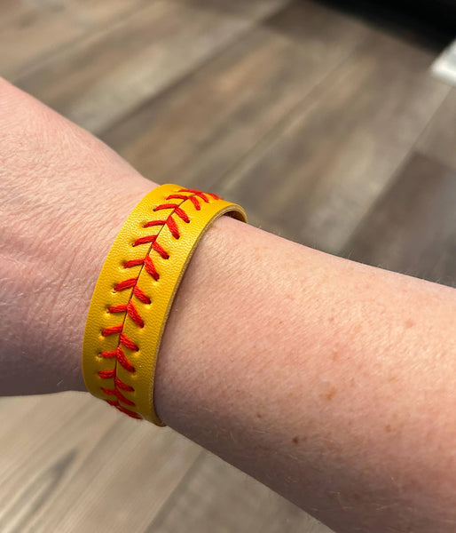 Adjustable Baseball or Softball Stitches Bracelets: Softball