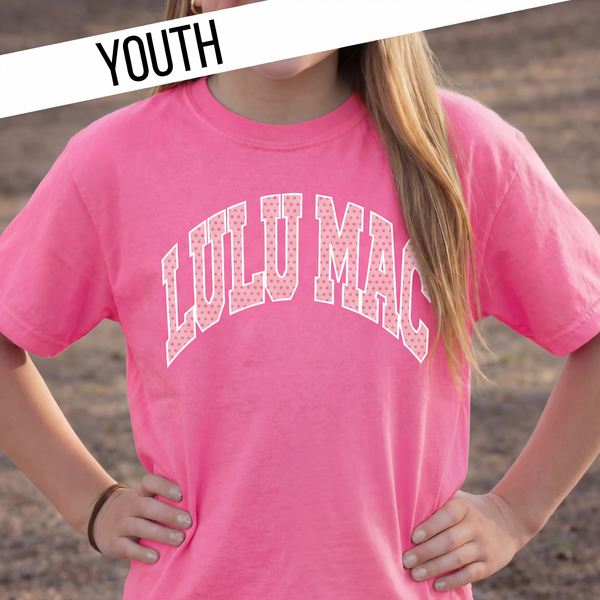 Lulu Mac Dot Neon Pink Youth Comfort Colors Tee: