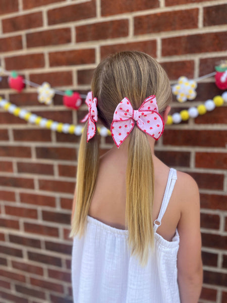 Pink Apple Bow: Oversized