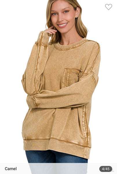 French terry front pocket pullover