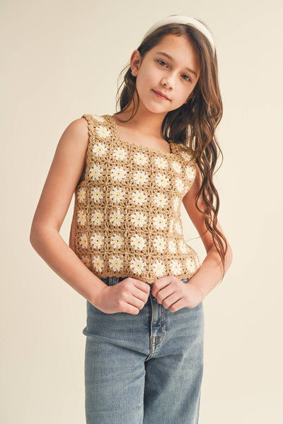 GIRLS SLEEVELESS CROCHET TOP