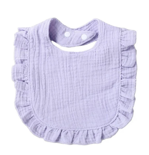 Muslin Ruffle Toddler Bib ($4 ea) Baby Gift, Shower Gift: White