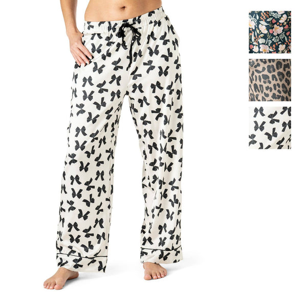 Hello Mello Bow So Lovely Satin Pajama Pant Open Stock: Bow So Lovely