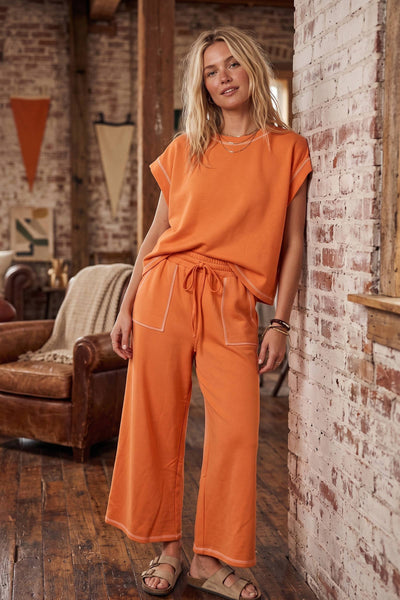 Scuba Contrast Stitch Lounge Set: RED